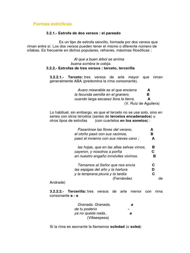 Formas Estroficas 2 Rima Poesia