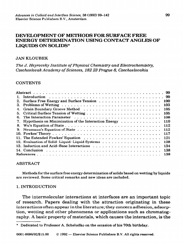 Difference Between Surface Tension and Interfacial Energy PDF