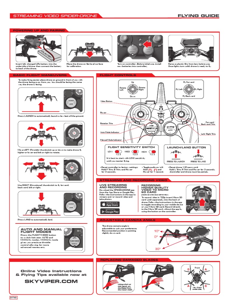 SkyViper StreamingVideo Spider-Drone Instructions PDF | PDF | Aircraft Flight Control System ...