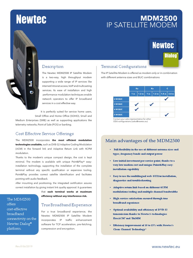 Newtec MDM2500 On The Newtec Dialog Platform Datasheet | Download Free ...