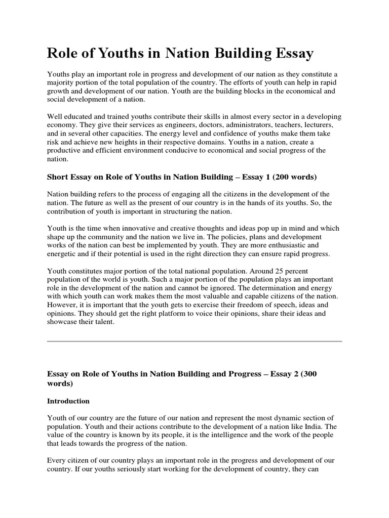 The Importance Of Education In Nation Building Essay