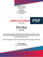 Julieta Bucot: Certificate of Appreciation