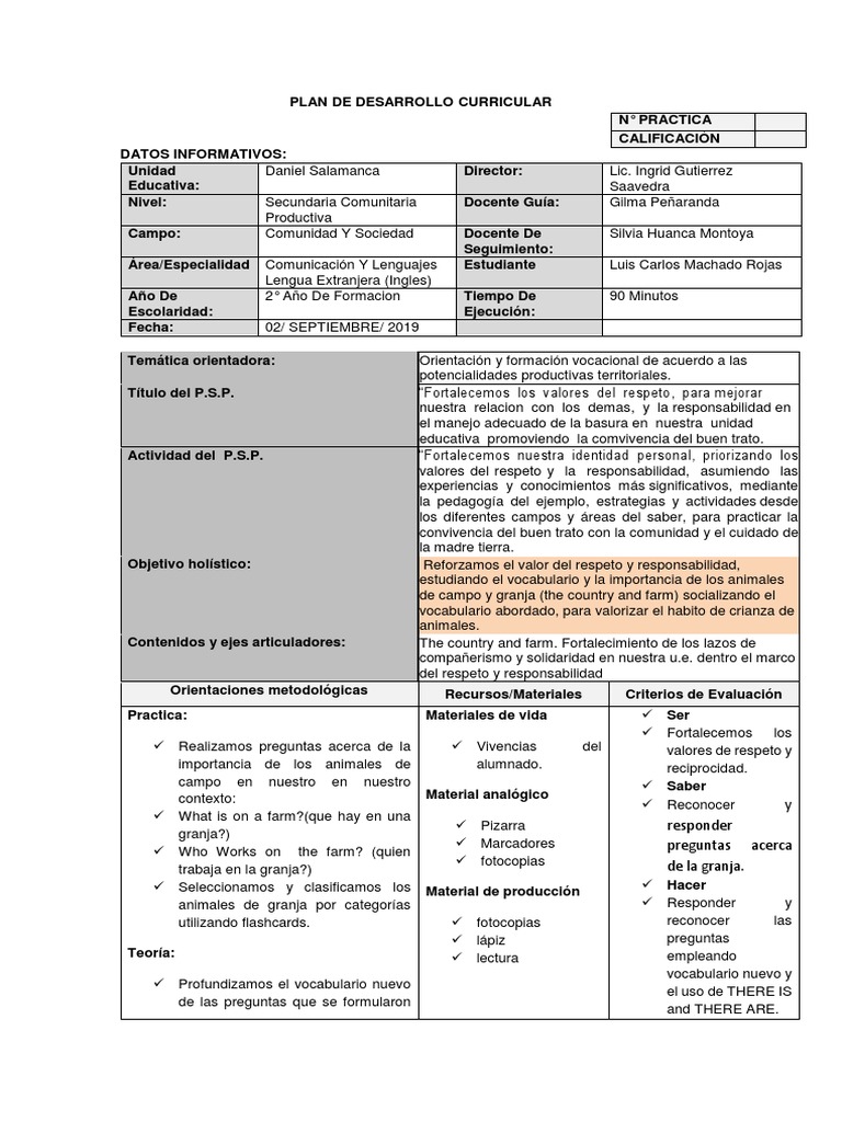 Plan de Desarrollo Curricular Secundaria | PDF | Maestros ...