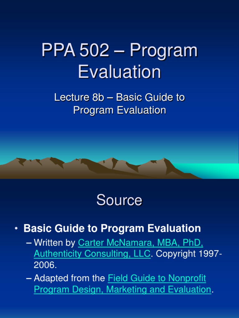 PPA 502 Lecture8b | PDF | Goal | Program Evaluation