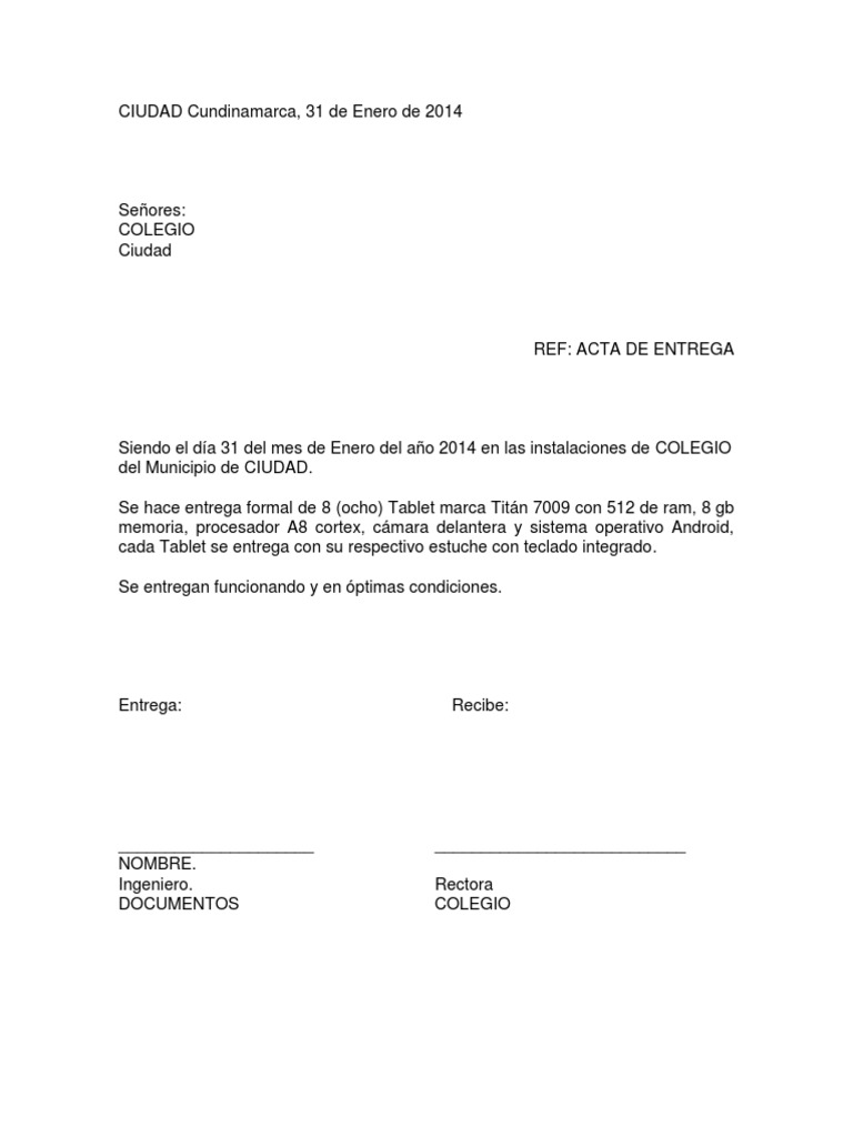 Acta De Entrega Tablet