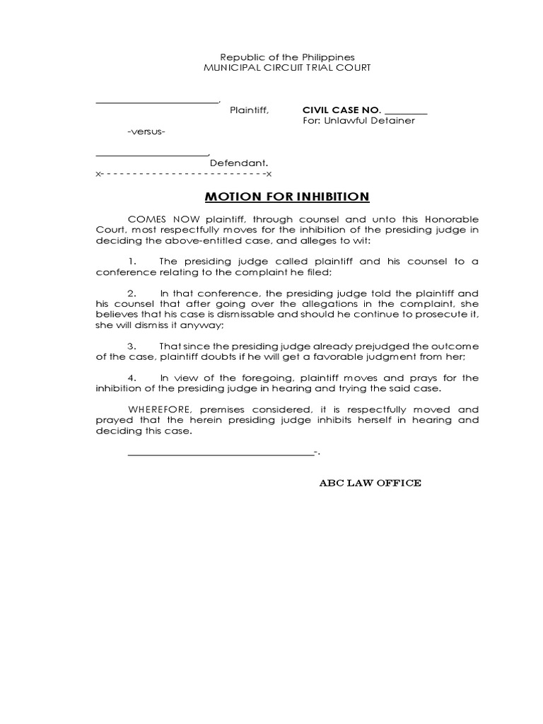 Motion for Inhibition of Judge | PDF