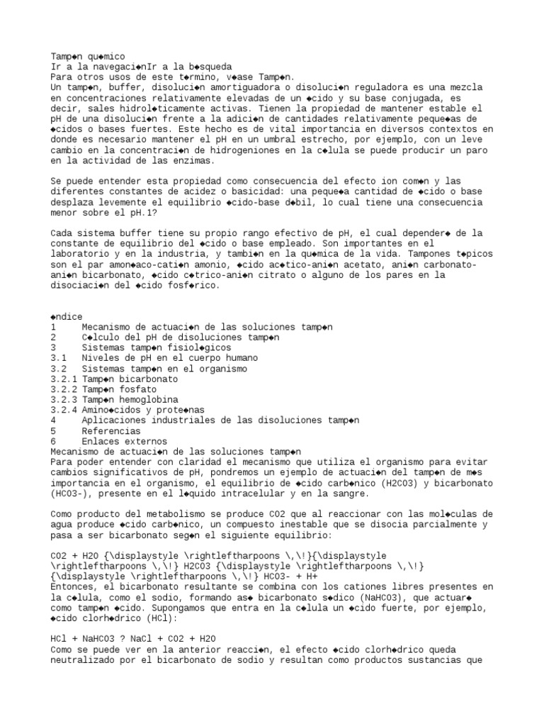 Tampon Quimico PDF Solución tampón Química