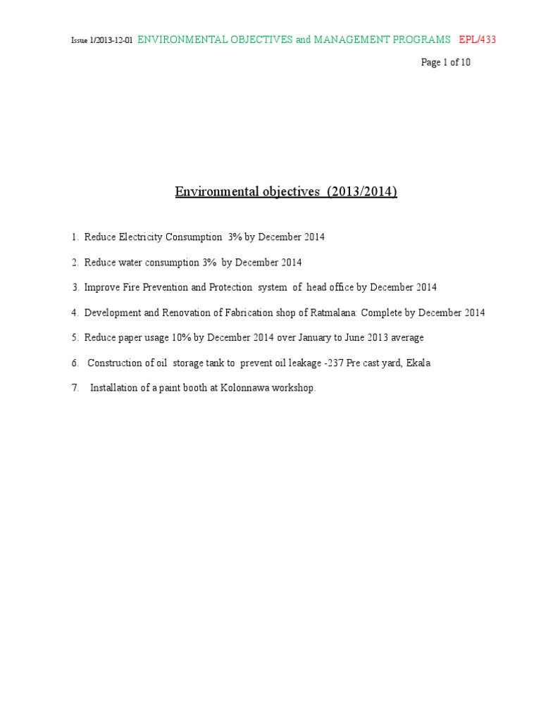Environmental Objectives | PDF | Nature