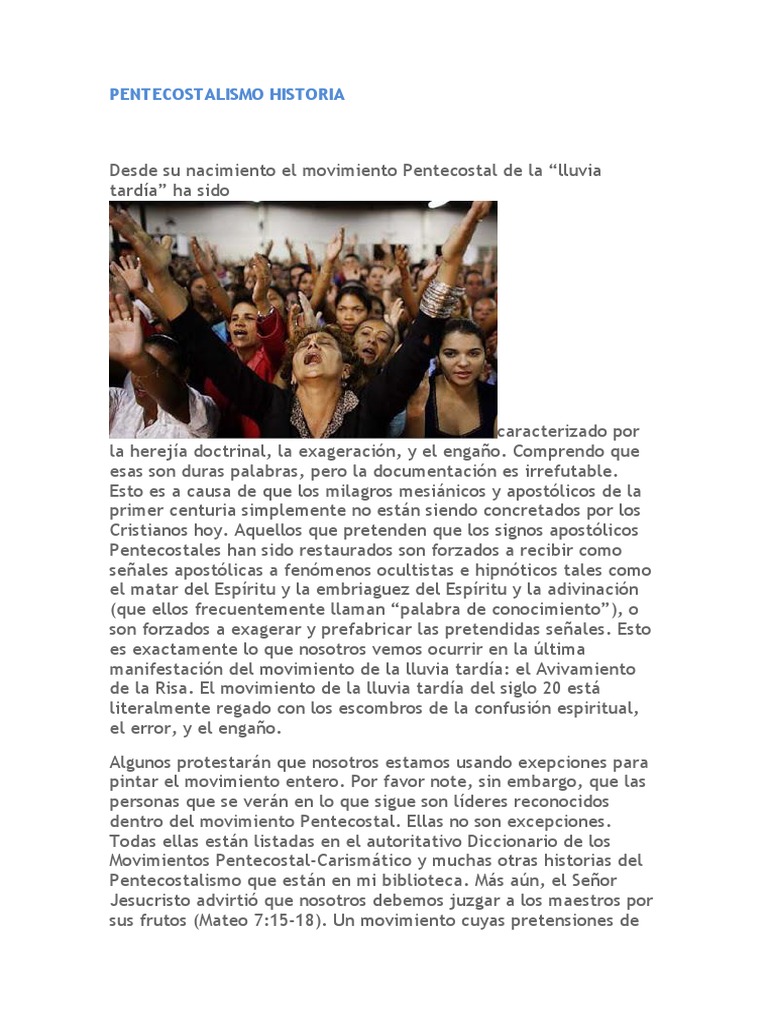 Historia del Pentecostalismo y sus Errores | PDF | Pentecostalismo ...