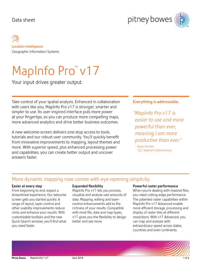 MapInfo Pro v17 Data Sheet (US English) | PDF | Geographic Information ...