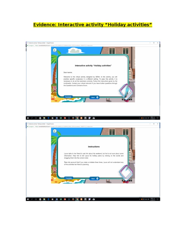 Evidence Interactive Activity Holiday Activities | PDF