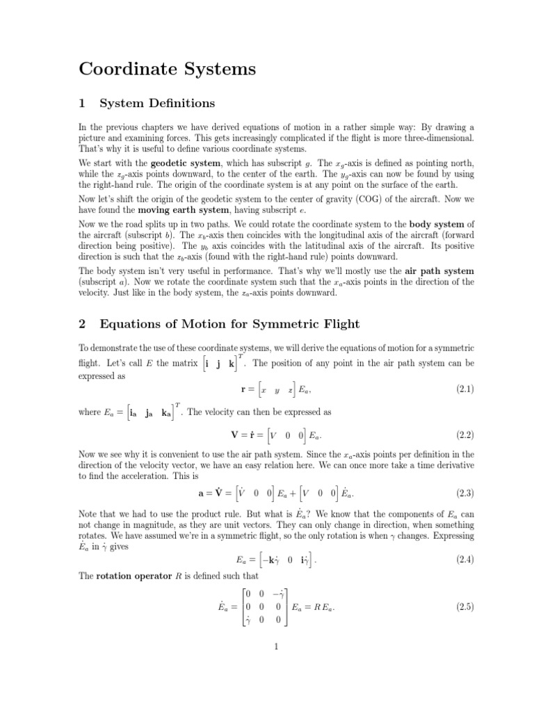 Coordinate Systems: 1 System Definitions | PDF | Matrix (Mathematics ...