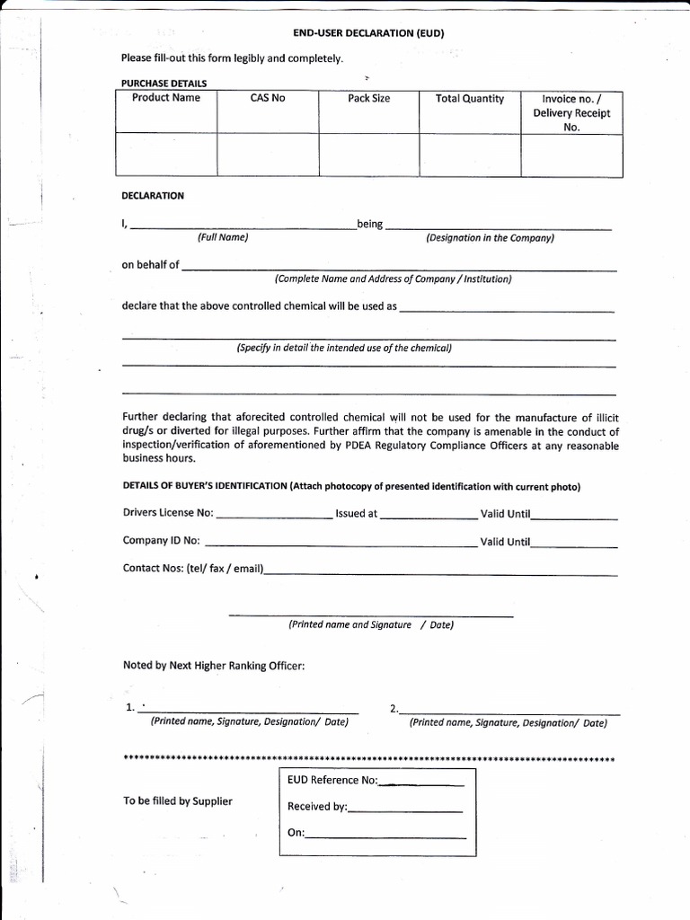 CAS Declaration Form for Chemical Use | PDF | Business