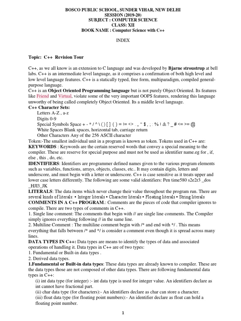 C++ Notes | PDF | Relational Database | Parameter (Computer Programming)