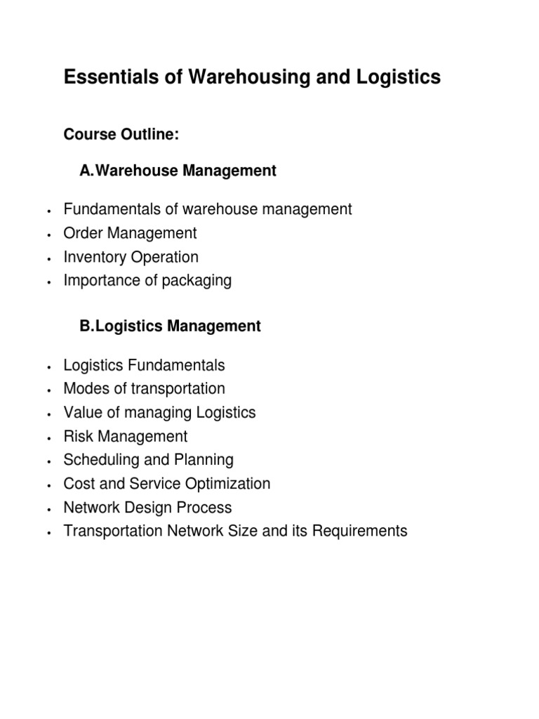 Warehousing and Logistics Essentials Guide | PDF | Business