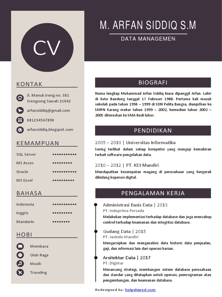 Contoh CV - C2 | PDF