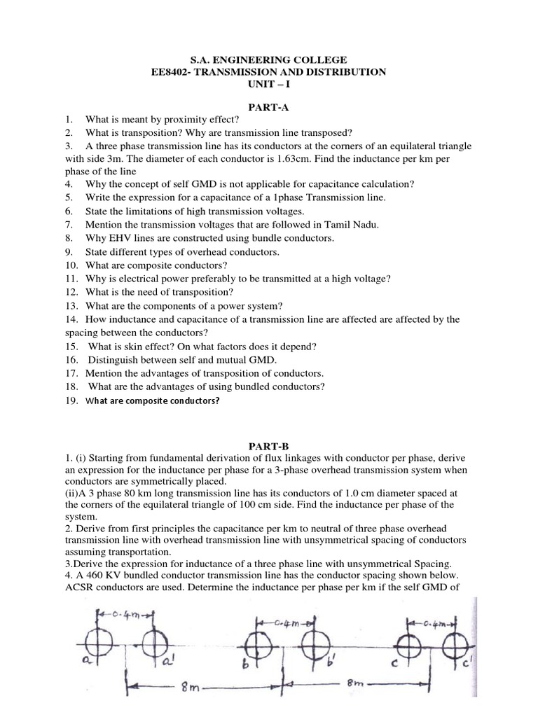 UNIT I Important Questions | PDF | Electric Power Transmission | Inductance
