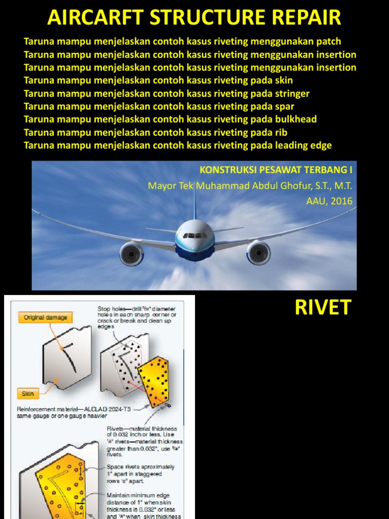 AIRCRAFT STRUCTURE REPAIR AAU (Teori 2) PDF | PDF | Rivet | Machining