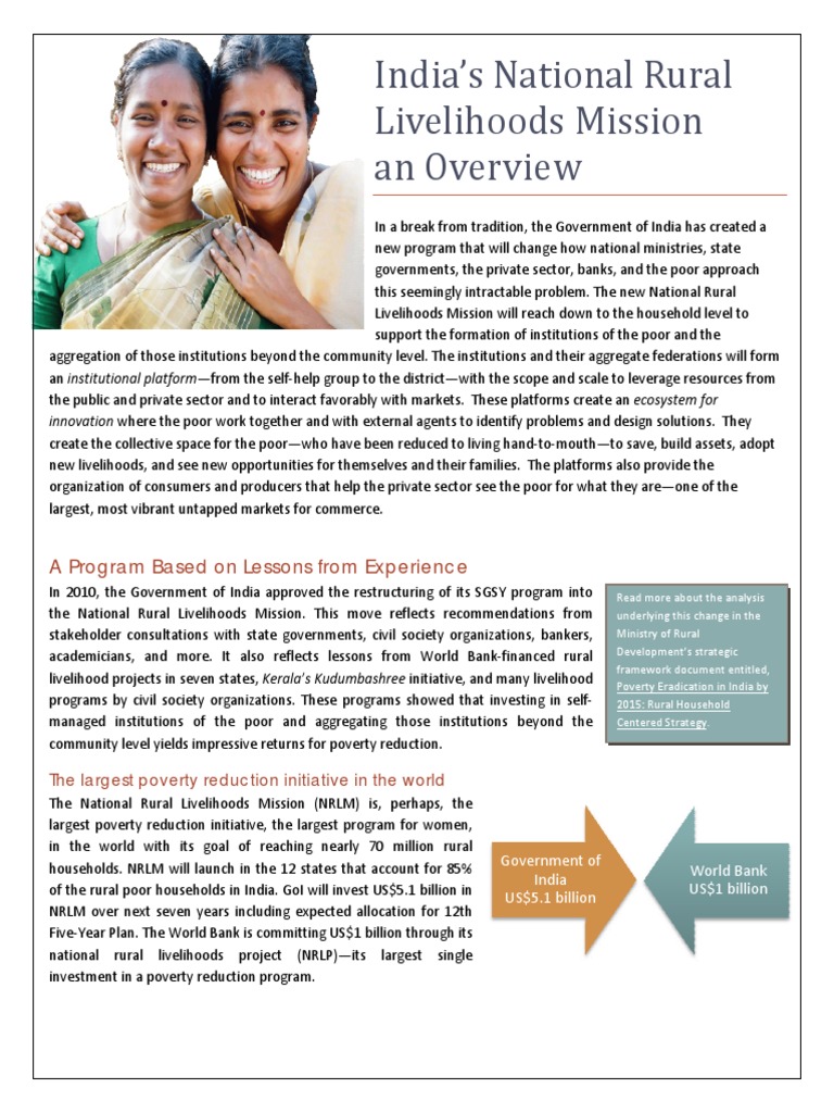 India's National Rural Livelihoods Mission overview | PDF | Poverty ...