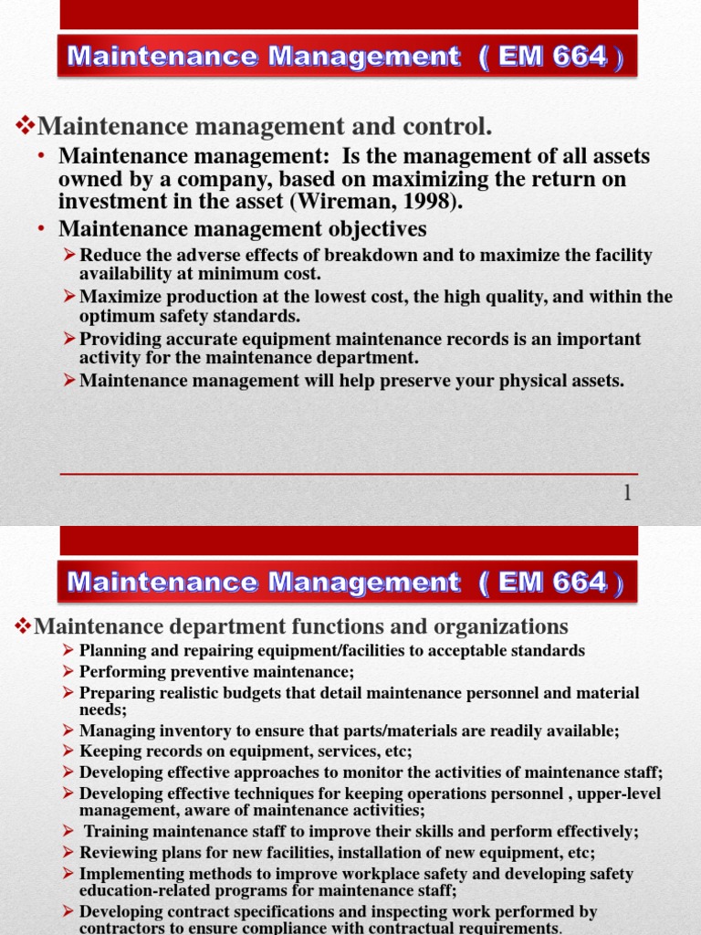 Maintenance Management 2 | PDF | Safety | Business