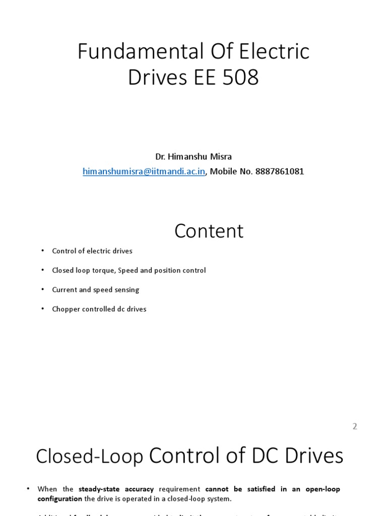 L7 Fundamental of Electric Drives PDF Control Theory Electric Motor