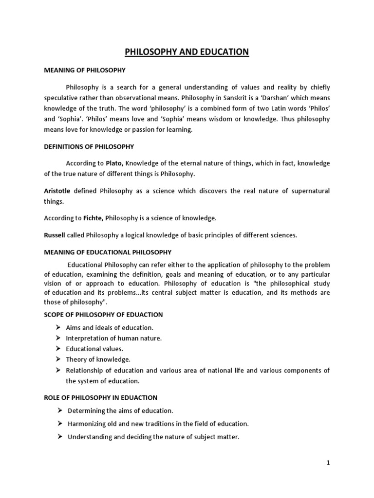 Philosophy's Role in Education Explained | PDF | Philosophy Of ...