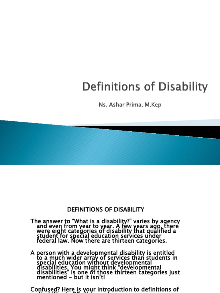 An Introduction to Definitions of Disability Understanding the