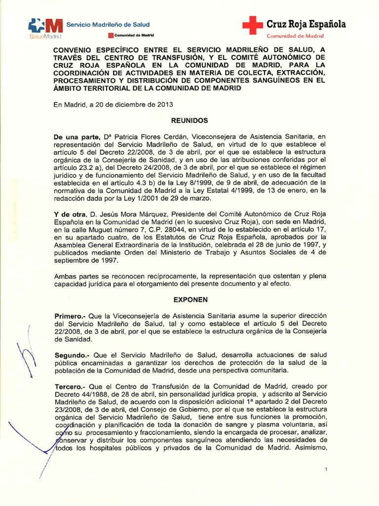 Convenio Cruz Roja y Salud Madrid | PDF | Privacidad de la información ...