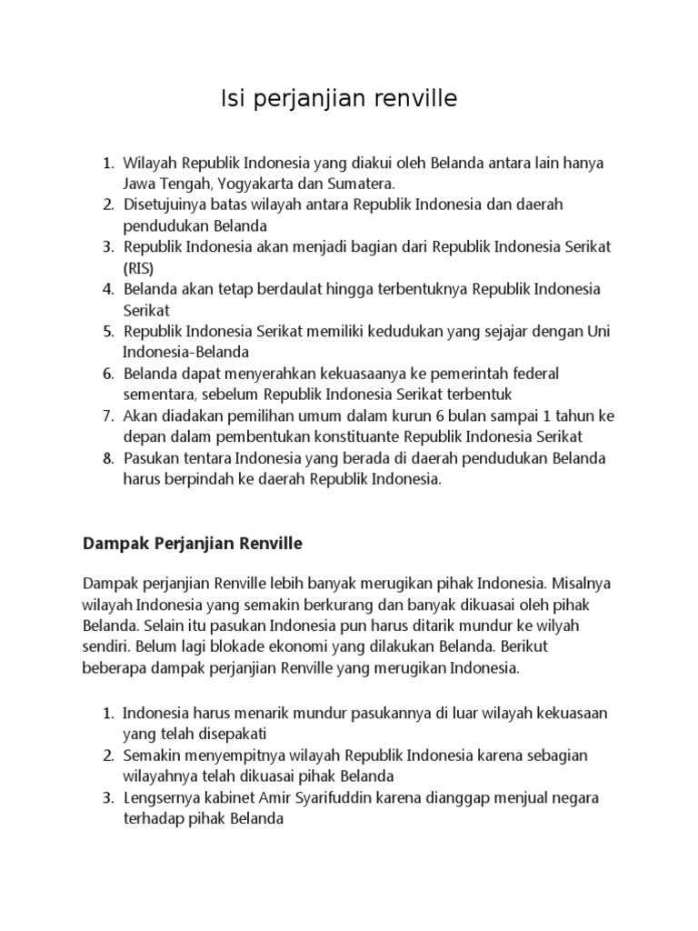 Isi Perjanjian Renville Pdf