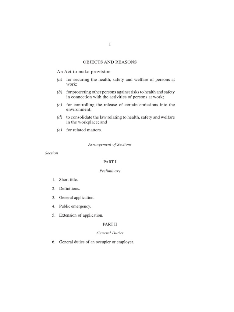 Safety and Health at Work Act 2005 PDF Employment Occupational