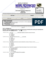 First Midquarter Examination: English 9 August 8, 2019