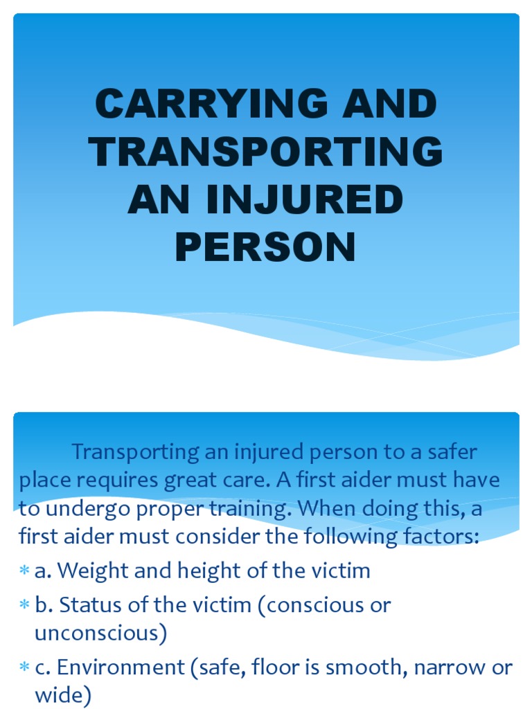 Carrying and Transporting An Injured Person PDF