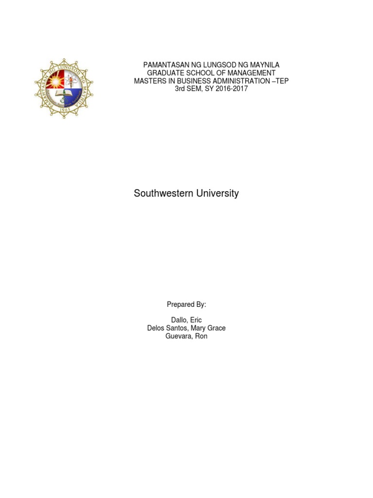 Southwestern University Case Analysis | Download Free PDF | Business ...
