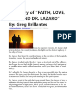 Summary of "FAITH, LOVE, Time and Dr. Lazaro" By: Greg Brillantes