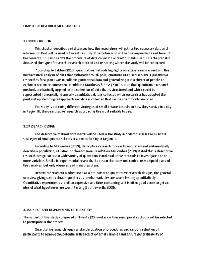 sample chapter 3 quantitative research