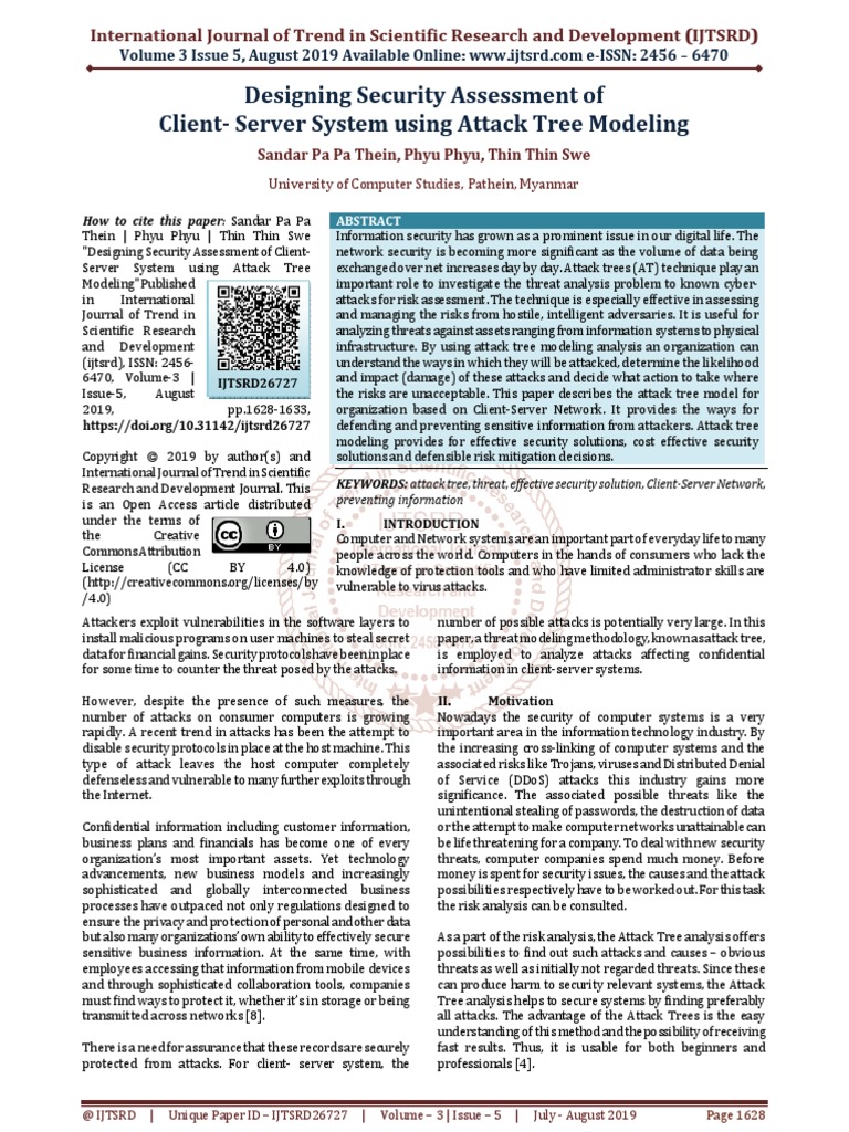 Designing Security Assessment of Client Server System Using Attack Tree ...