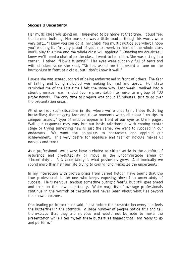 Success & Uncertainty | PDF | Curiosity | Employment