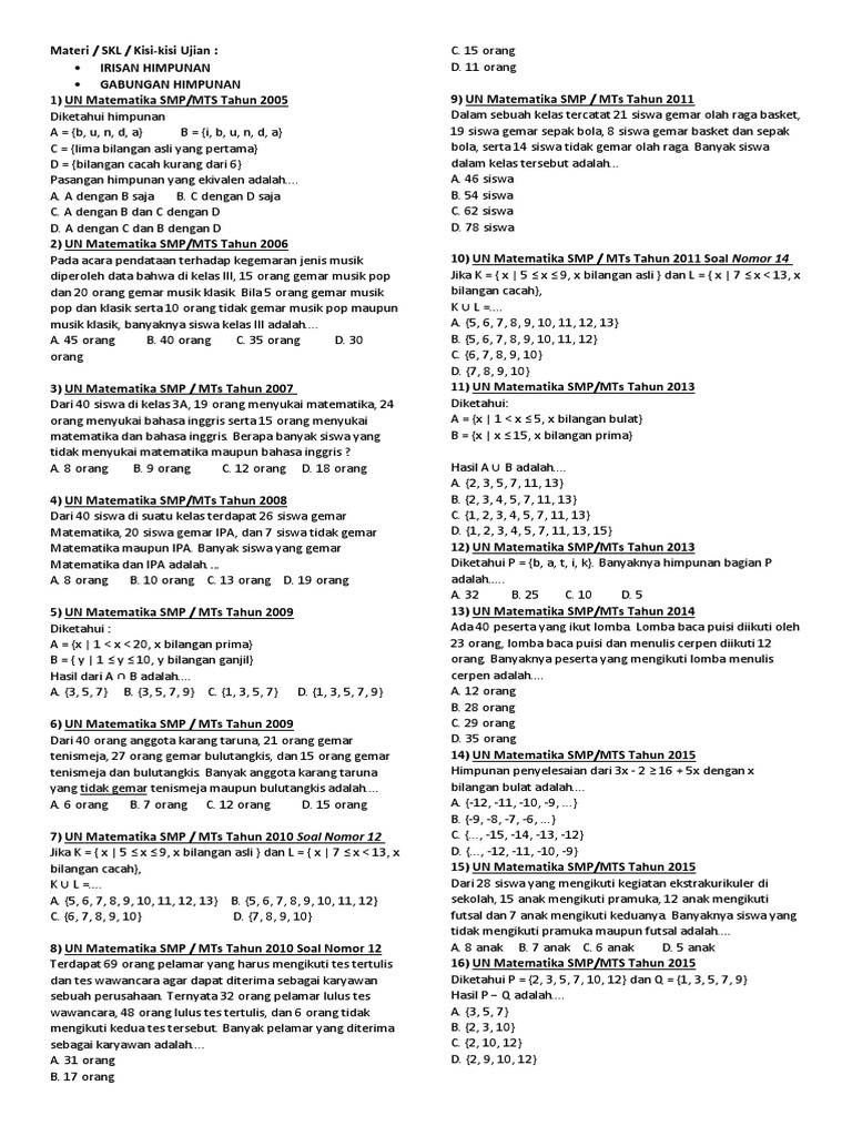 Latihan Sooal Bab Pecahan Kelas 7 Smp Untuk Ujian Nasional 2020