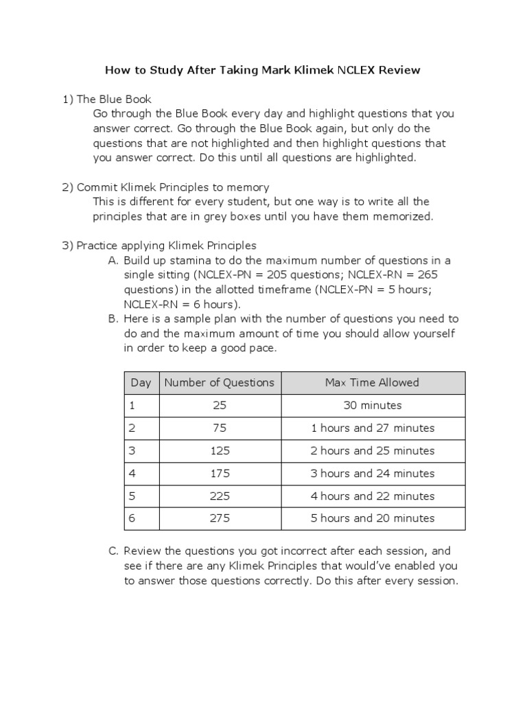 How To Study After Taking Mark Klimek NCLEX Review PDF | PDF