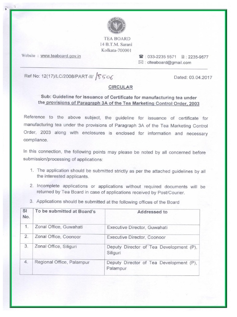 Mini Tea Factory Setup Guidelines | PDF | Tea | Government Information
