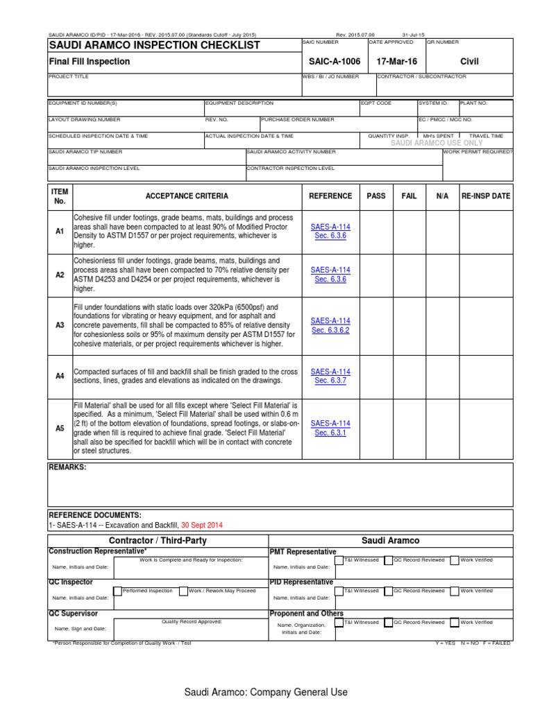Final Fill Inspection Standards | PDF | Building Engineering | Economic ...