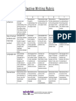 Reflective Writing Rubric