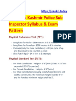 JK Police Sub Inspector Syllabus Exam Pattern