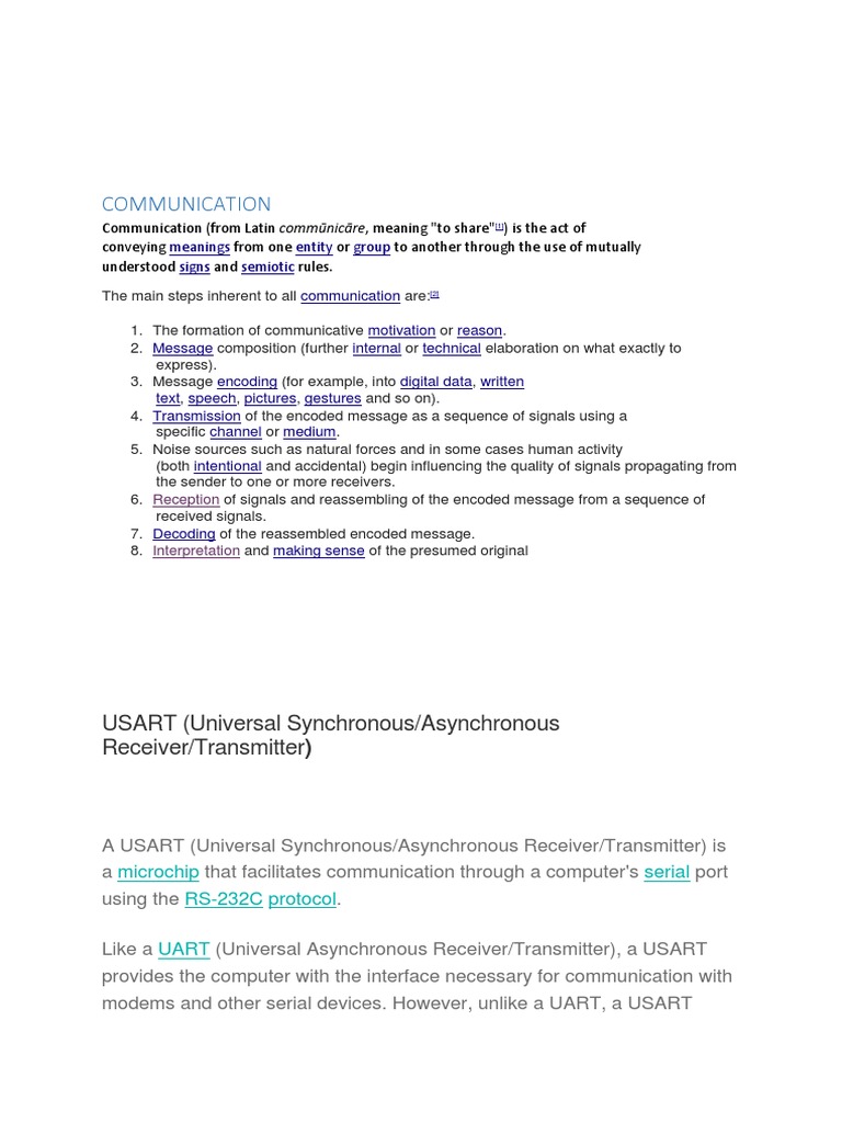 Communication: USART (Universal Synchronous/Asynchronous Receiver ...