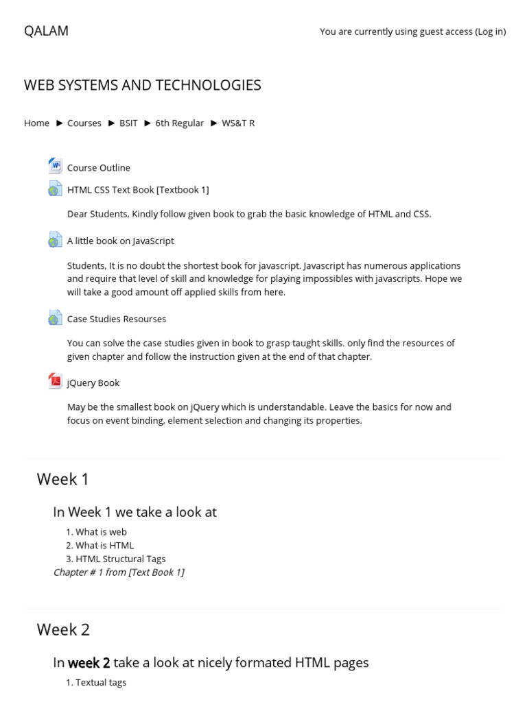 Web Systems and Technologies Course Outline | PDF | Ajax (Programming ...