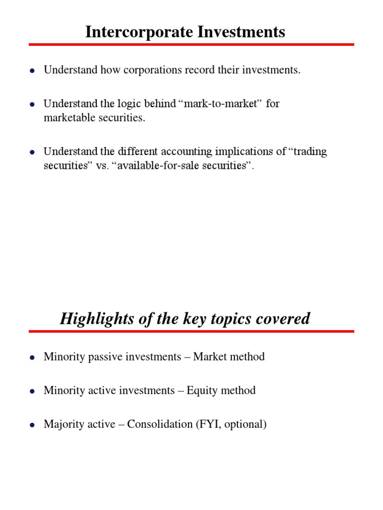 Intercorporate Investments PDF Stocks Bonds (Finance)