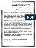 Acknowledgement: Presentation, Inspiration and Motivation Has Always Played A Key Role in The Success of Any Venture