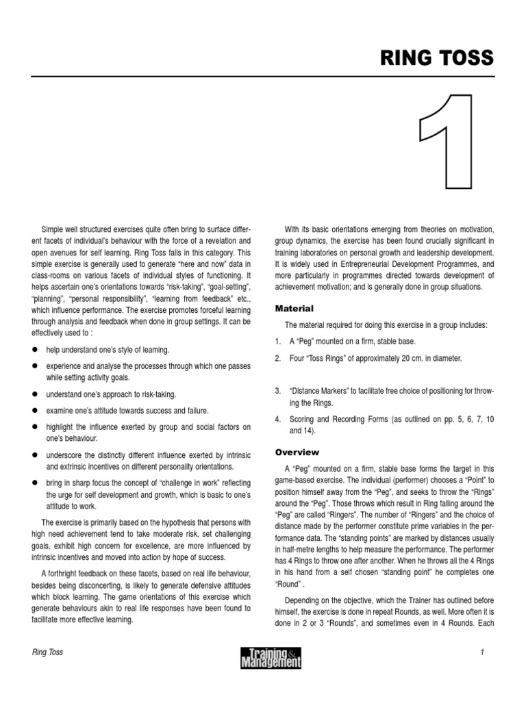Ring Toss PDF Goal Setting Motivation
