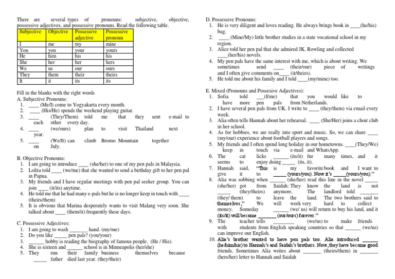 Pronouns Task B Ing X Wajib Pronoun Linguistic Typology