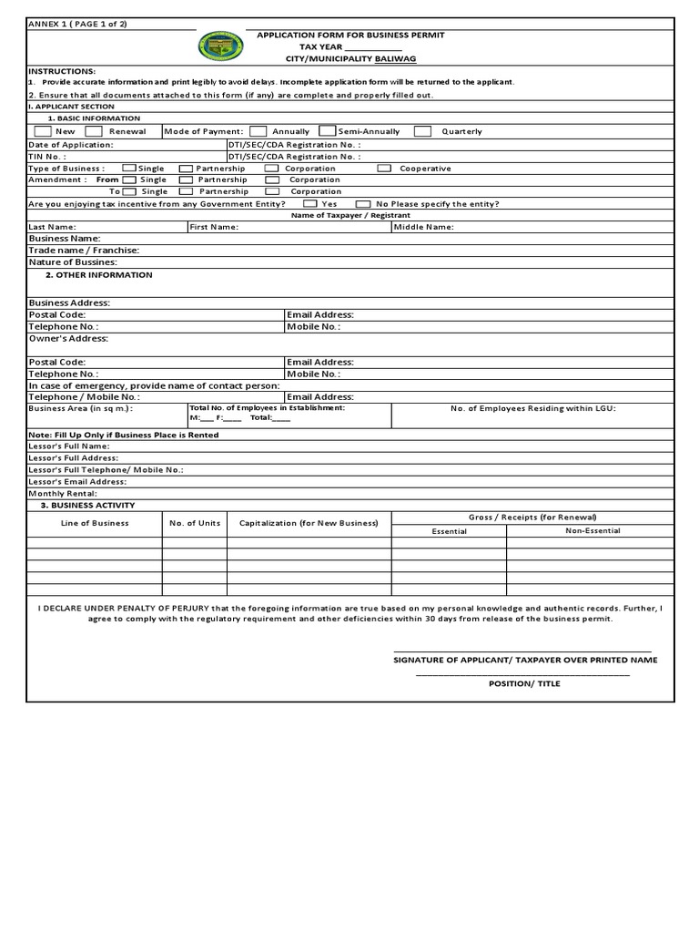 Davao City Business Permit Application Form | PDF | Fire Safety | Fee